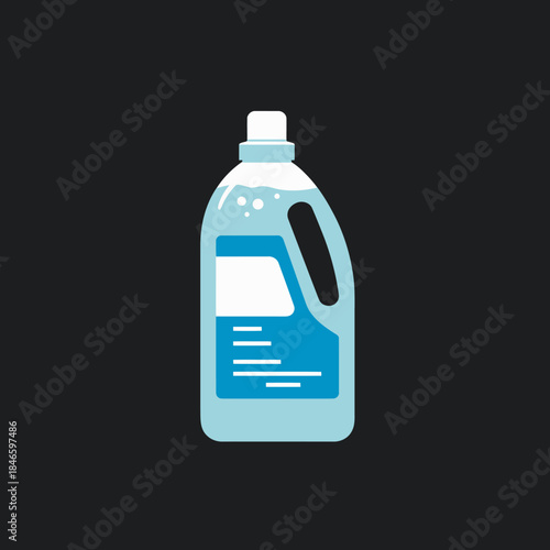 Blue Plastic Bottle of Laundry Detergent or Cleaning Solution.