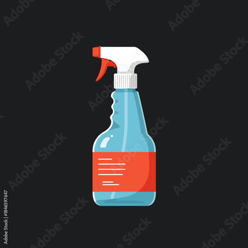 Illustration of a Blue Spray Bottle with Red Accents.