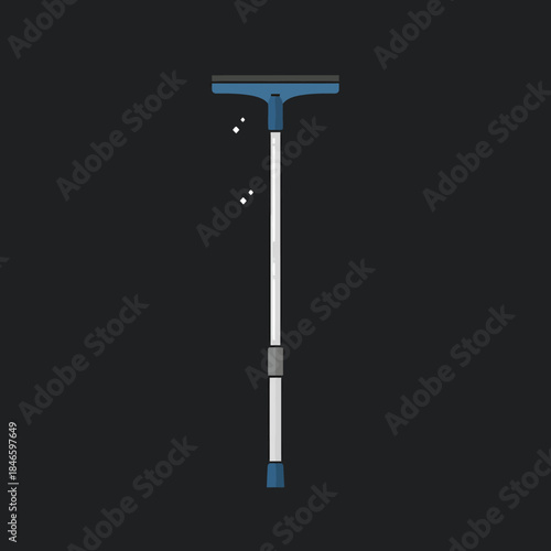 Illustration of a blue window squeegee with an extendable handle.