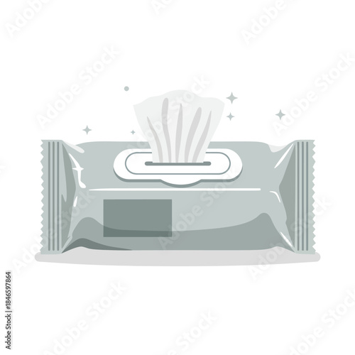 Wet wipes package with clean and fresh tissues for hygiene.