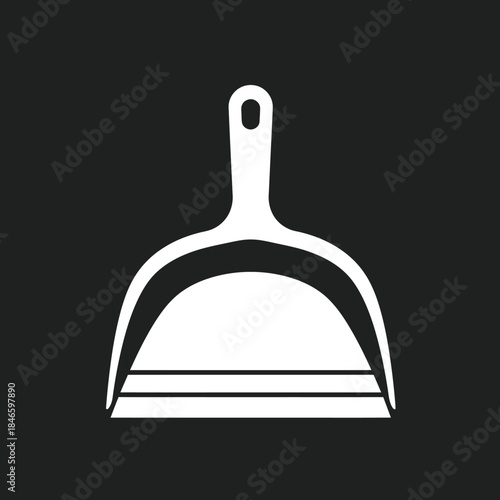 White Dustpan Illustration on Black Background for Cleaning.