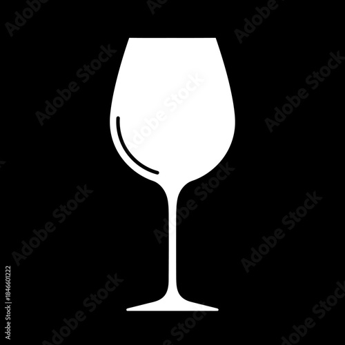 Elegant wine glass silhouette against a stark black background, perfect for design.