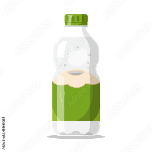 Green liquid beverage in a transparent plastic bottle with a green cap.