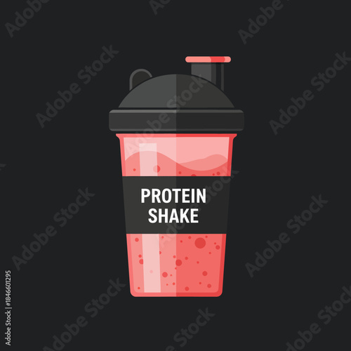 Protein shake shaker bottle with healthy drink for fitness and workout.