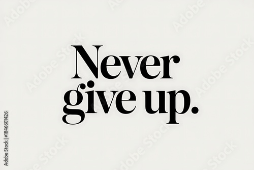 Inspirational motivational quote saying Never give up