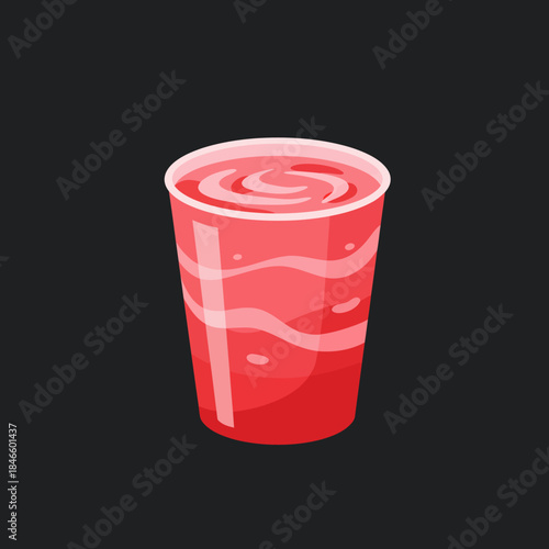 Refreshing red smoothie in a transparent plastic cup ready to drink.