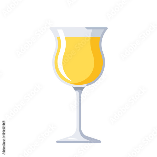 Refreshing Yellow Drink in Elegant Glass Isolated on White.