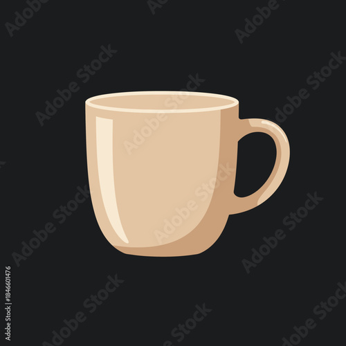 Simple beige ceramic coffee mug vector illustration isolated.