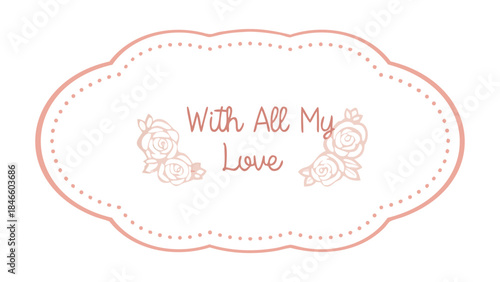 Soft pastel floral frame with roses and hydrangeas on white background for love greeting cards