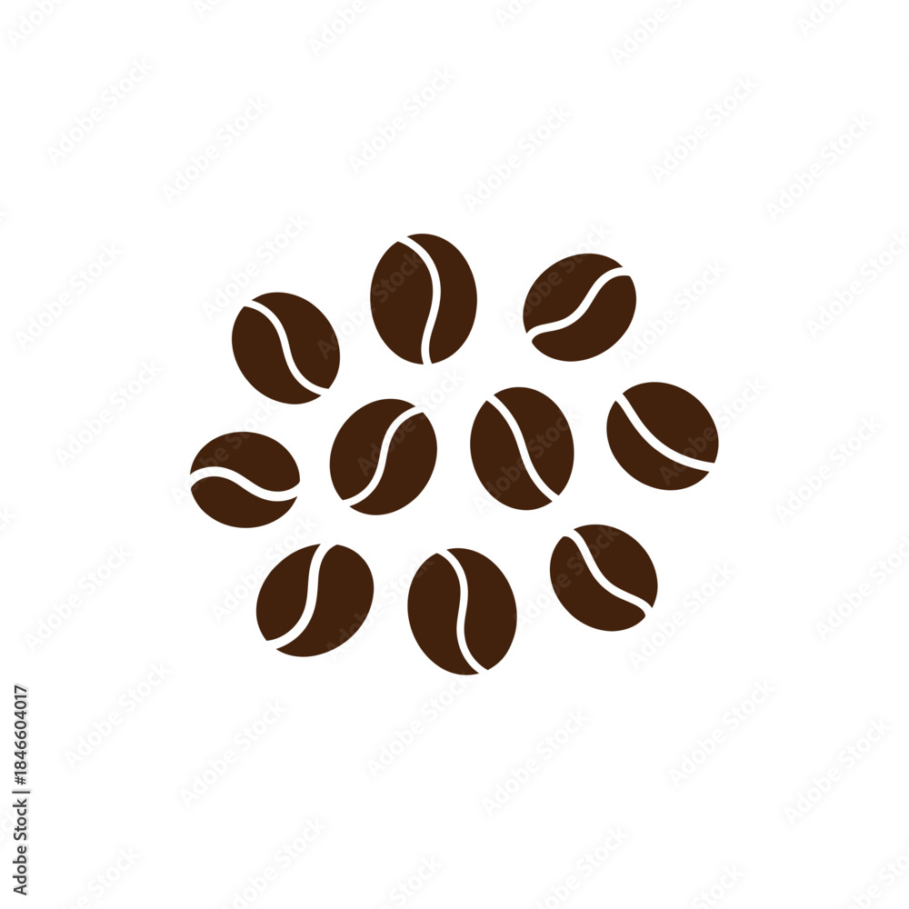Obraz premium Stylized coffee beans arranged in a circular pattern on a white background