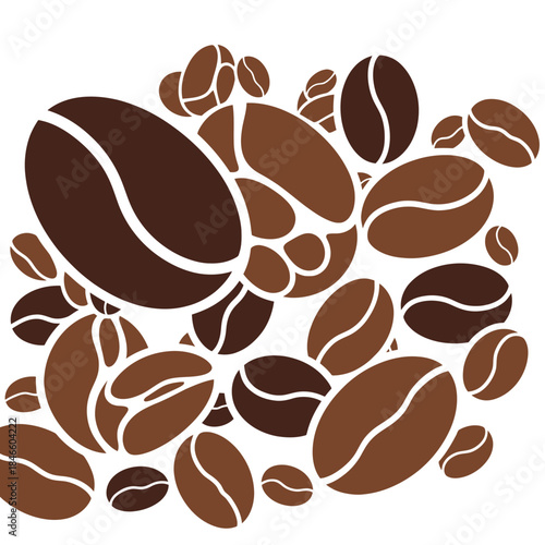 Classic Coffee Beans Illustration in Rich Brown Color for Cafe and Food Design