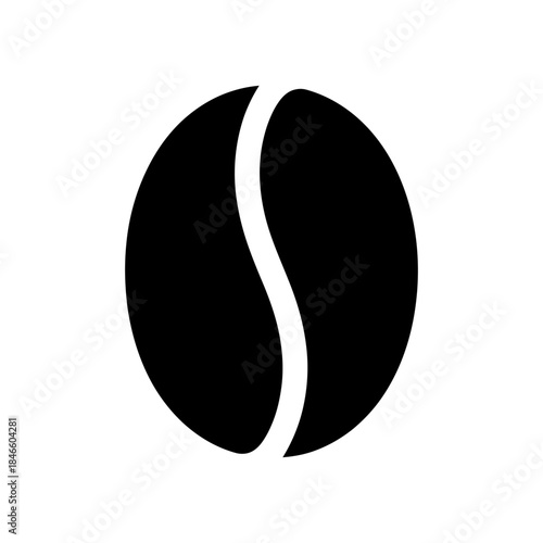 Minimalist black and white coffee bean icon representing coffee or cafe theme