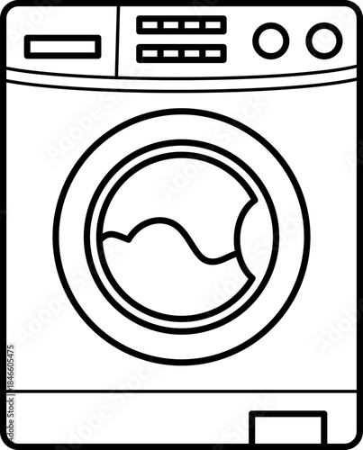 Modern Front Load Automatic Washing Machine Icon for Housework.