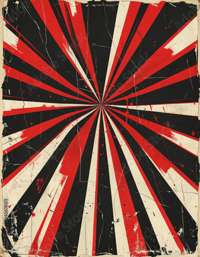 Distressed Red and Black Radial Burst Poster