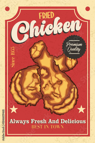 Vintage Fried Chicken Advertisement Poster