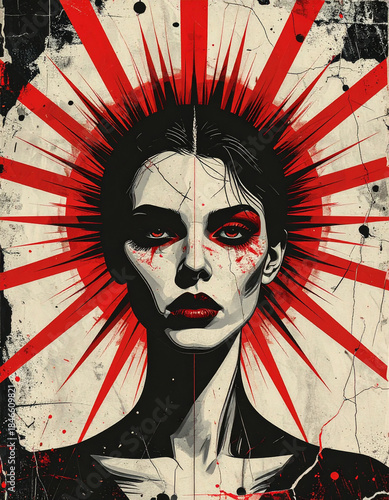 Grunge Siren with Crimson Halo