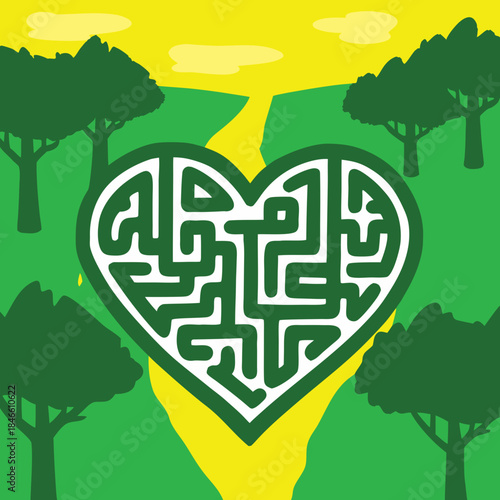 Creative puzzle heart path vector illustration