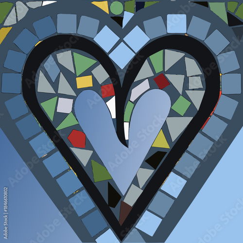 Icy heart winter fantasy vector illustration