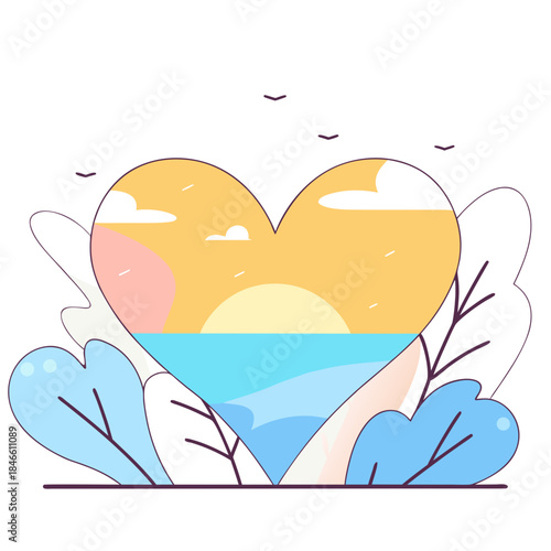 Stained glass heart vibrant mosaic vector illustration