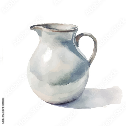 Hand-painted style, vectorized, vector set available in EPS An Elegant watercolor painting design_Watercolor_style_painting_of_a_ceramic_water_pitcher