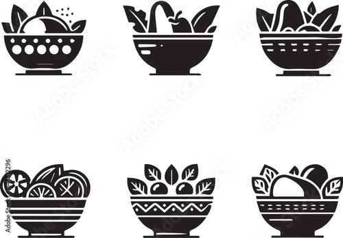 Salad bowl set icon vector