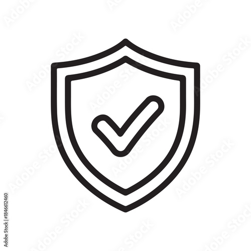 Guaranty shield vector icon in outline style icon, isolated on white background
