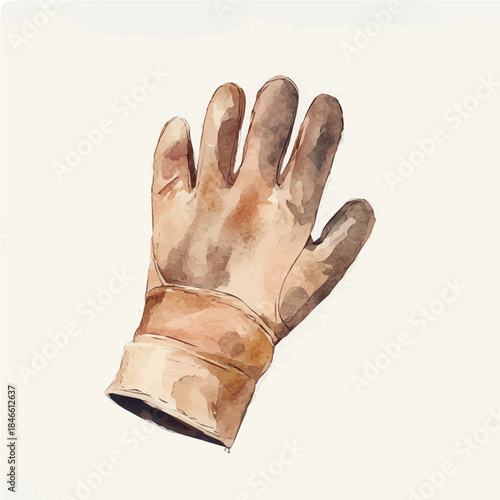 A_Watercolor_style_painting_of_a_fabric_gardening_glove_Hand-painted style, vectorized, vector set available in EPS An Elegant watercolor painting design