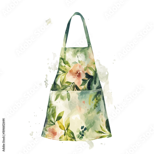 Hand-painted style, vectorized, vector set available in EPS An Elegant watercolor painting design_Watercolor_style_painting_of_a_fabric_garden_apron
