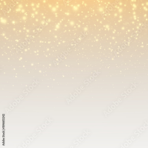 Gold bokeh light with fantasy shine and festive sparkle. Bright Christmas background with glitter.