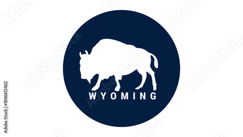 Wyoming logo, flat color illustration