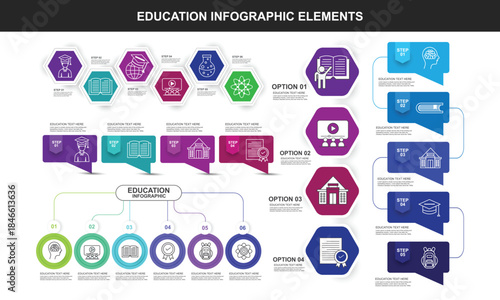Set of colorful Education Timeline infographic