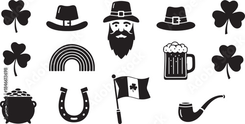 Black icons for St. Patrick's Day celebration