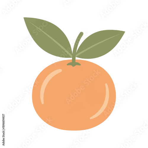 Illustration of a fresh, ripe orange with green leaves, symbolizing health and vitality, perfect for design projects