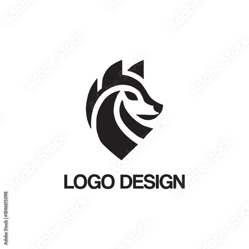 wolf head logo design template