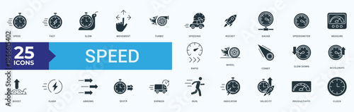 Speed Icon Pack Illustration Vector with speed, fast, slow, movement, turbo, speeding