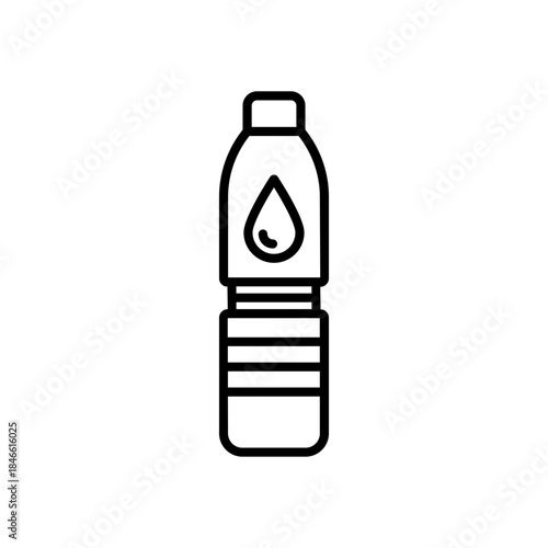 Water Bottle and Glass Icon with Water Droplets, Symbolizing the Importance of Drinking Clean Water and Staying Hydrated. Isolated Vector Illustration.