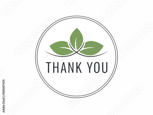 Elegant Thank You Note with Green Leaves for Gratitude and Appreciation