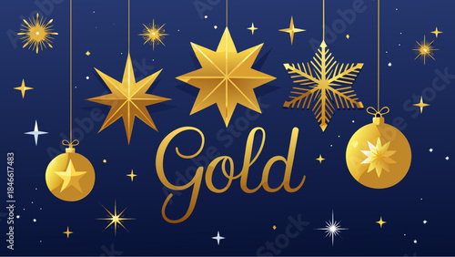 christmas card with golden balls