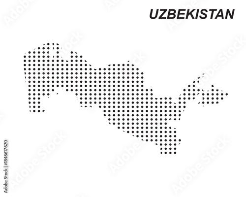 Uzbekistan Map Vector, Central Asia Country Dotted Pattern Black and White Shapes, Uzbekistan Infographic Template, Editable EPS Uzbekistan Geography