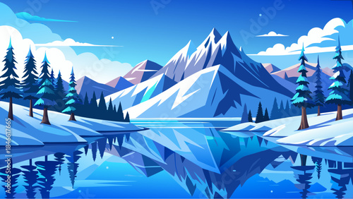 winter landscape with mountain landscape