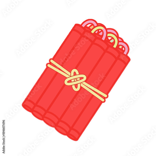 Illustration of red dynamite sticks bundled together with a yellow string