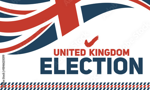 United Kingdom election banner with dynamic flag motion and clean layout