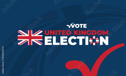 United Kingdom election vote banner with check symbol and flag