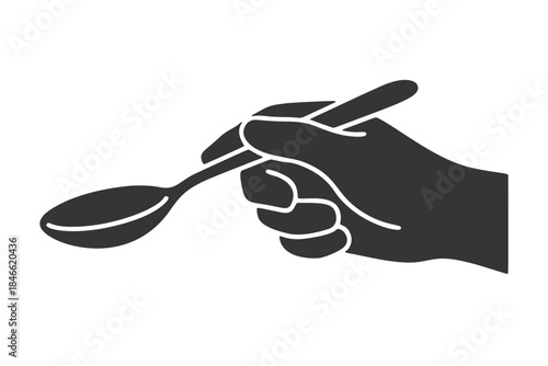 スプーンを持つ手のシルエットアイコン