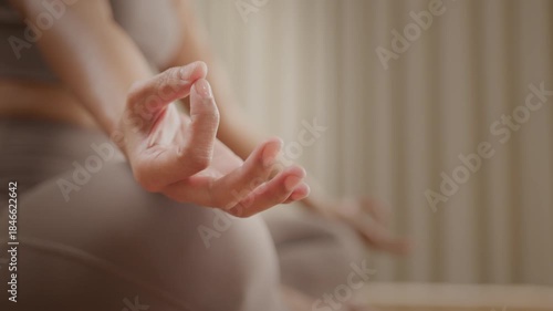 Wallpaper Mural Focused Asian woman practicing yoga at home, mindful meditation and deep breathing for mental wellness, emotional balance, calmness, relaxation, healthy body, peaceful lifestyle and clarity Torontodigital.ca