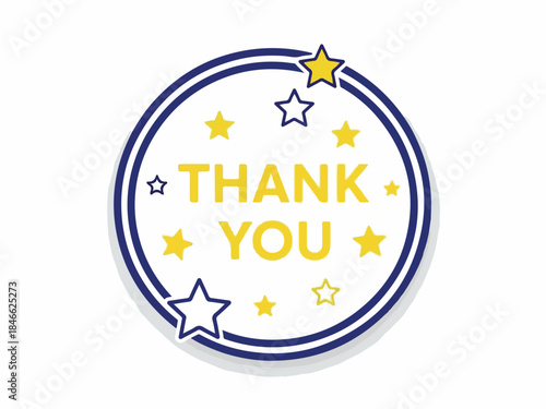Thank You Badge with Stars on a White Background