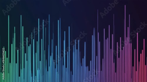 Geometric bars sliding across screen, sorting by length and height in vibrant colors