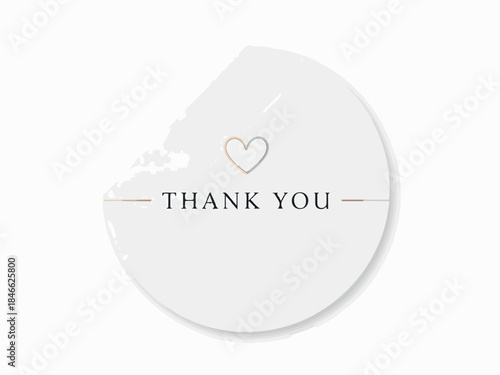 Elegant 'Thank You' Sticker Design with Heart Motif for Appreciation Notes
