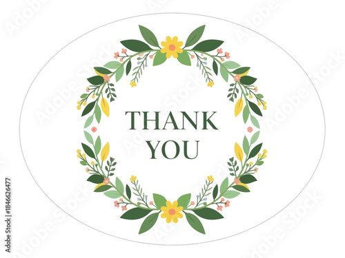 Floral Thank You Card Design with Greenery and Yellow Accents