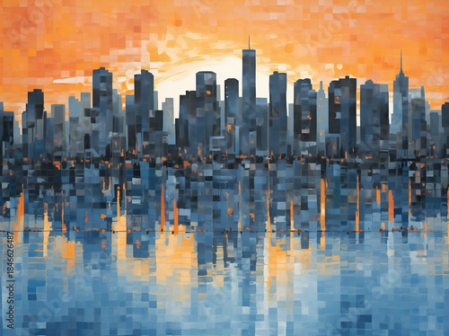 Abstract Oil Painting with Rich Textures and Vibrant Colors